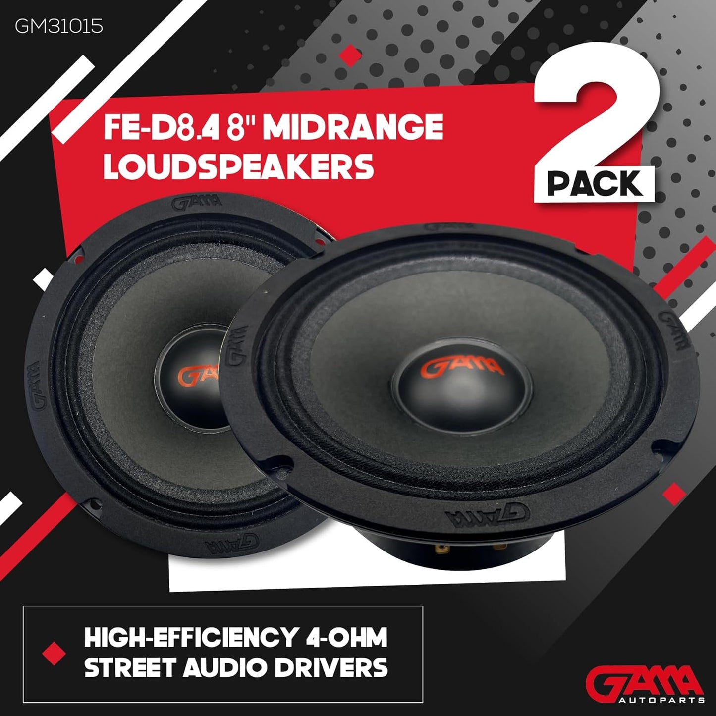GAMA FE‑D8.4 8" Midrange Loudspeakers — High‑Output, 4Ω (2‑Pack)