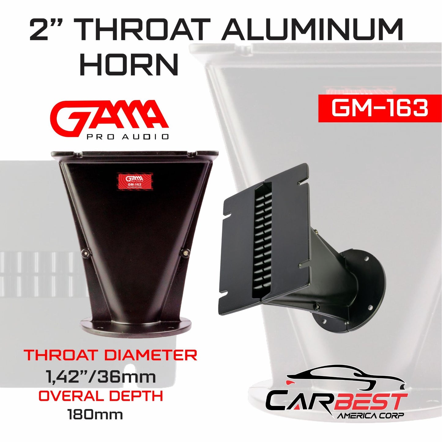 GAMA 2" Throat Aluminum Horn — Bolt‑On, 4‑Bolt Compatible (High‑Performance)