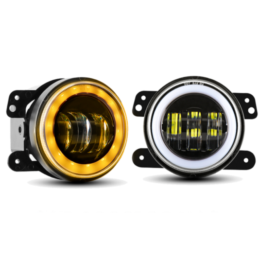 Pair 4" 30W Round LED Fog Lights (Amber/White) – Jeep JK/TJ/CJ