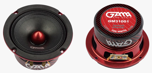 GAMA 4" Midrange Speaker with Red Bullet — Pro‑Audio Door Driver (Single)