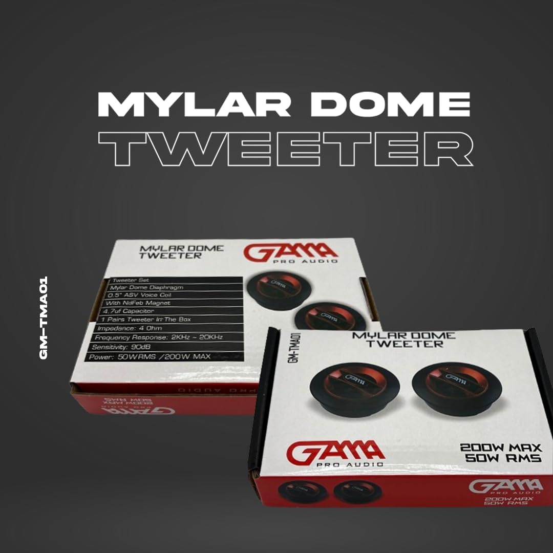 GAMA Pack of 2 Tweeters — Mylar Dome, 200W Max (Pair)