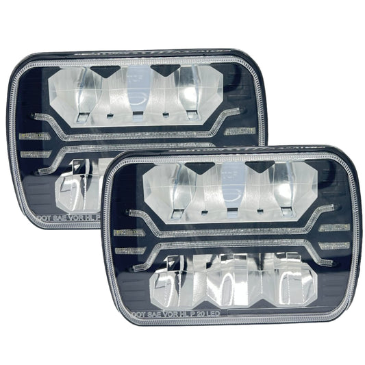 GAMA LED Headlights Rectangle Headlight with DRL 100W H6054 H5054 High Low Beam Headlamp Sealed for Truck Jeep Wrangler YJ XJ H6054LL 69822 6052 6053