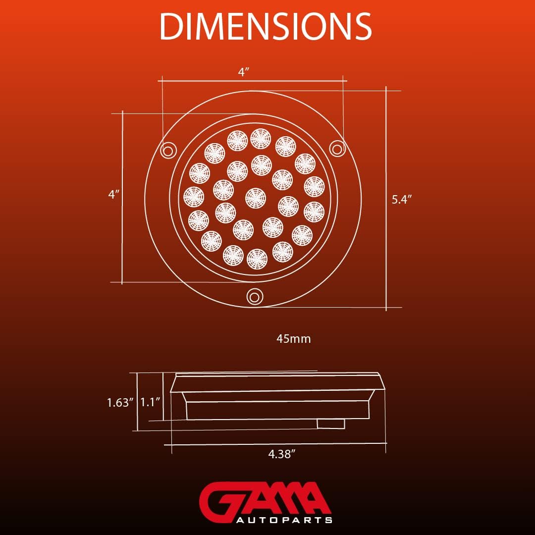 4" Round 24‑LED Tail Light (2‑Pack) - Available in Amber, Red and White