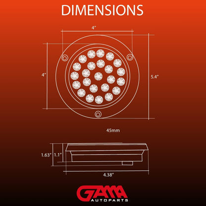 4" Round 24‑LED Tail Light (2‑Pack) - Available in Amber, Red and White