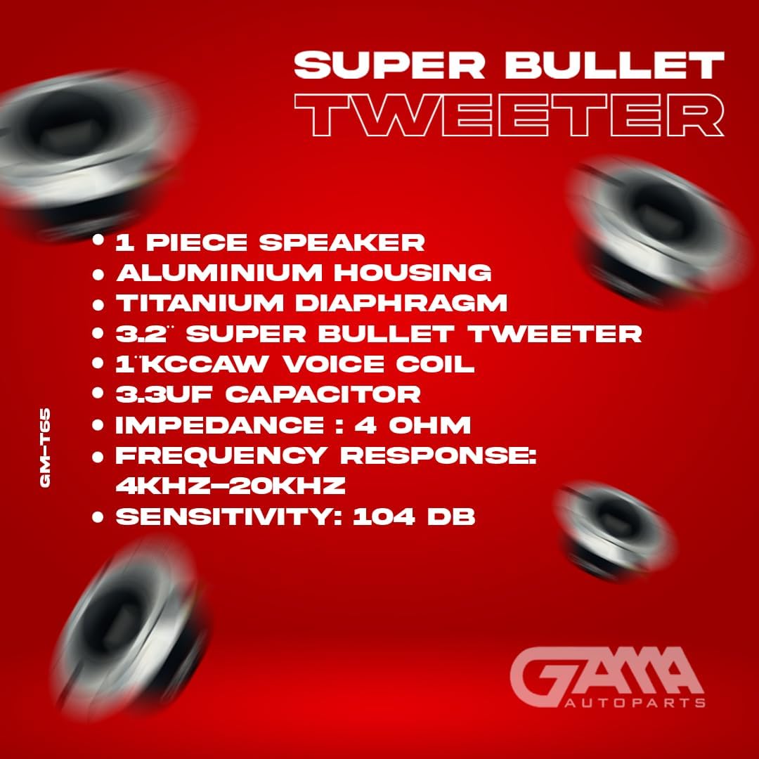 GAMA 3" Super Bullet Tweeter (Silver) — Built‑in Crossover, 4Ω