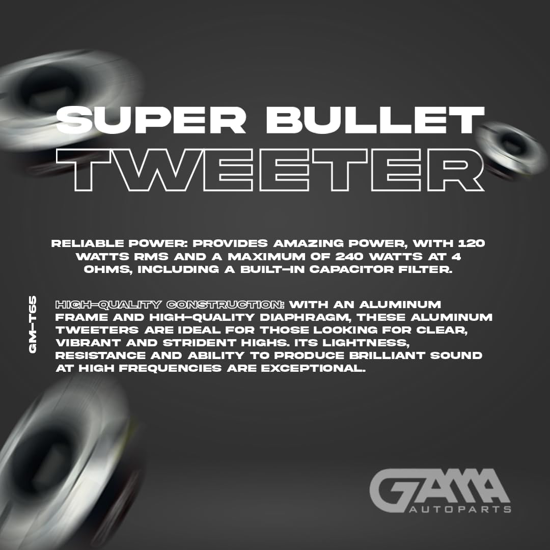 GAMA 3" Super Bullet Tweeter (Silver) — Built‑in Crossover, 4Ω