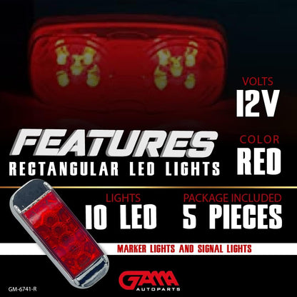 5× Trailer Marker LED (4×2 Tiger‑Eye/Double‑Bubble, 12V)