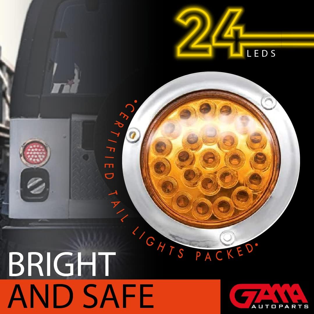 4" Round 24‑LED Tail Light (2‑Pack) - Available in Amber, Red and White