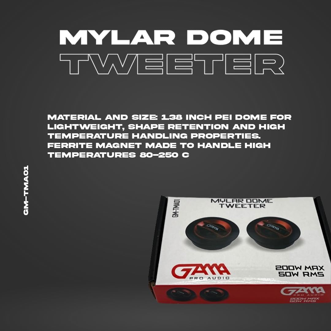 GAMA Pack of 2 Tweeters — Mylar Dome, 200W Max (Pair)