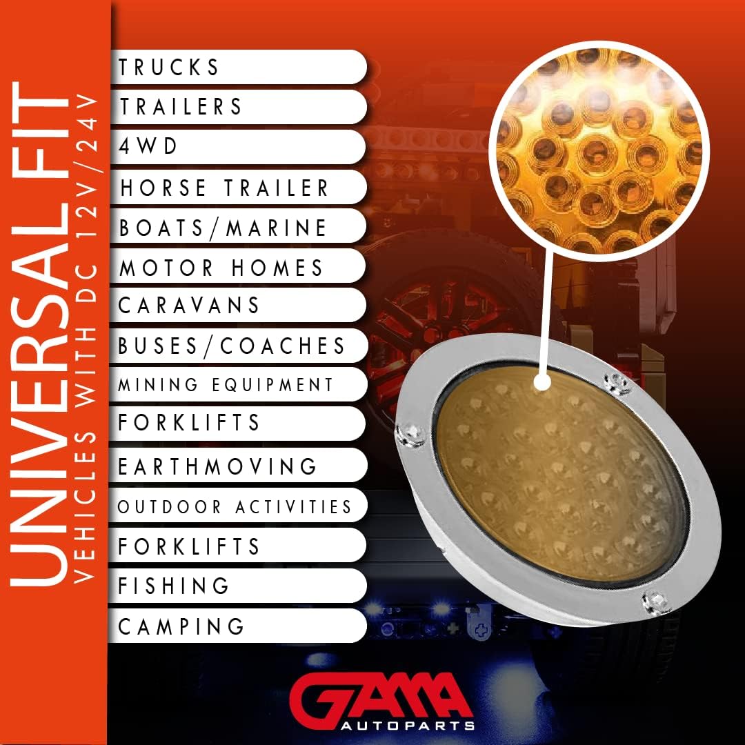 4" Round 24‑LED Tail Light (2‑Pack) - Available in Amber, Red and White