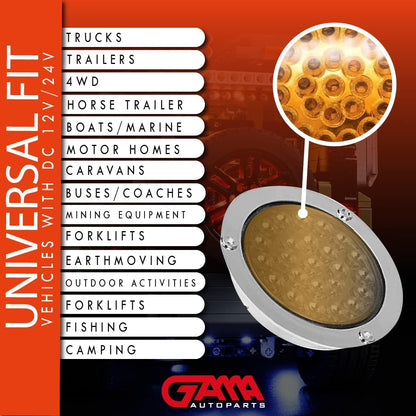 4" Round 24‑LED Tail Light (2‑Pack) - Available in Amber, Red and White