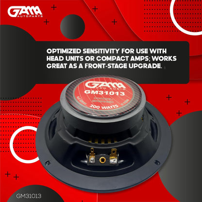 GAMA 6.5" 2‑Way Coaxial Car Speakers — IMPP Cone, 12 oz Magnet (Pair)