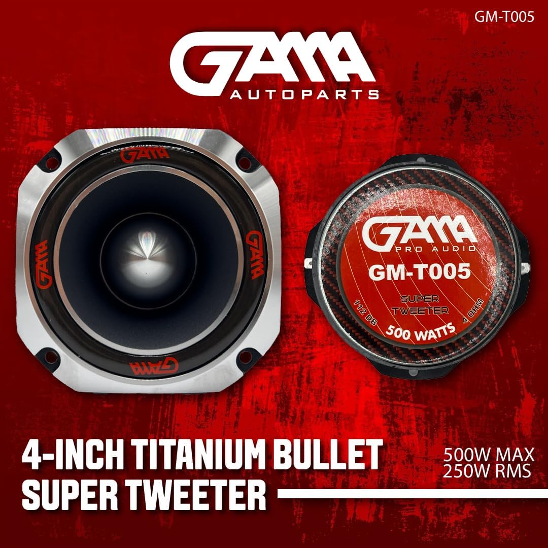 GAMA 4" Titanium Bullet Super Tweeter — 500W Max / 250W RMS, 4Ω