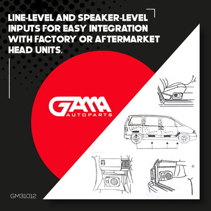 GAMA 6×8" Under‑Seat Powered Subwoofer — Low‑Profile Active Bass Module