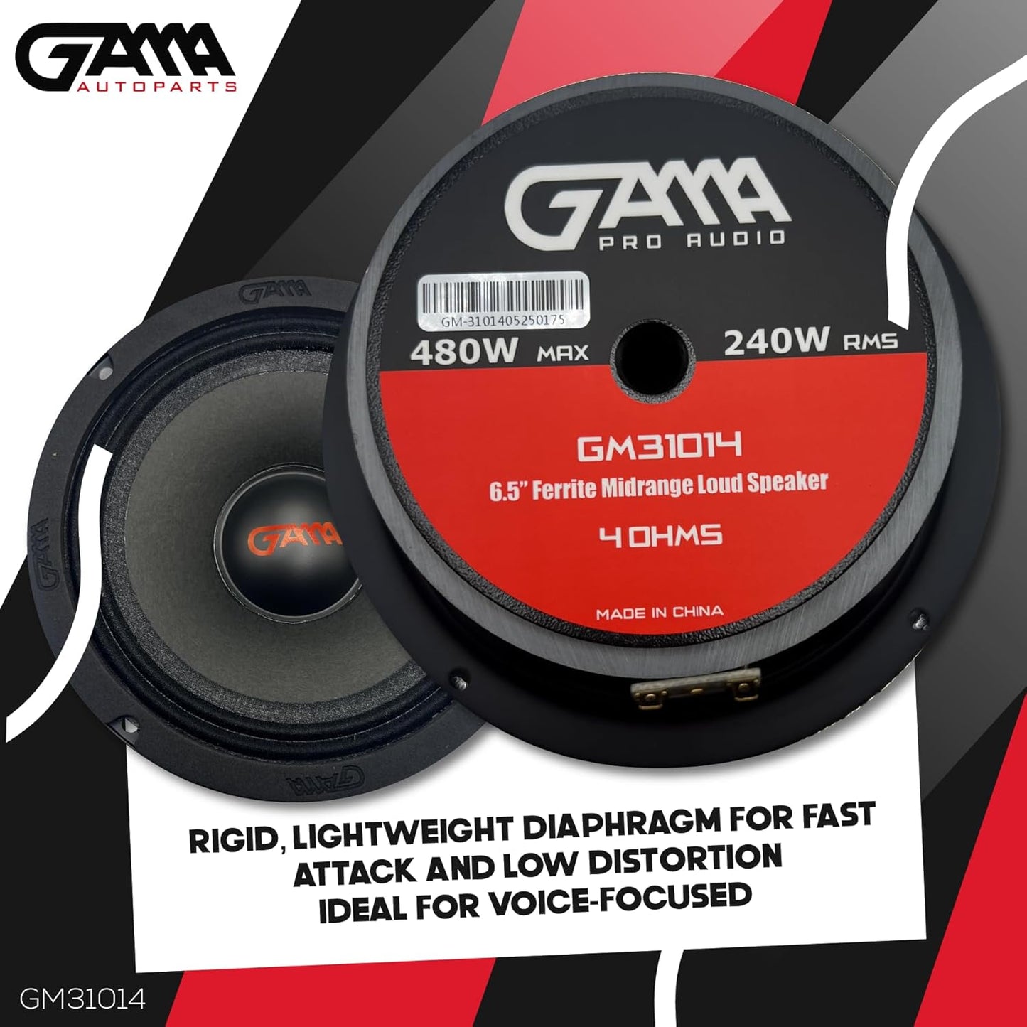GAMA FE‑D6.4 6.5" Midrange Loudspeakers — High‑Efficiency, 4Ω (2‑Pack)