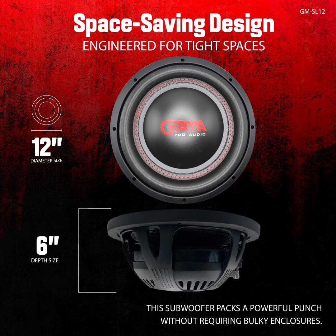 GAMA 12" High‑Performance Subwoofer — 1600W Max / 800W RMS, Dual Voice Coil