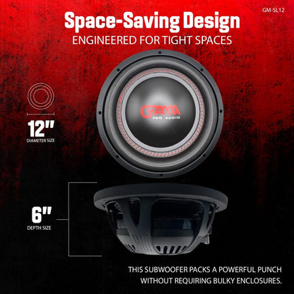 GAMA 12" High‑Performance Subwoofer — 1600W Max / 800W RMS, Dual Voice Coil