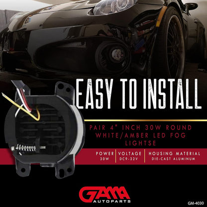 Pair 4" 30W Round LED Fog Lights (Amber/White) – Jeep JK/TJ/CJ