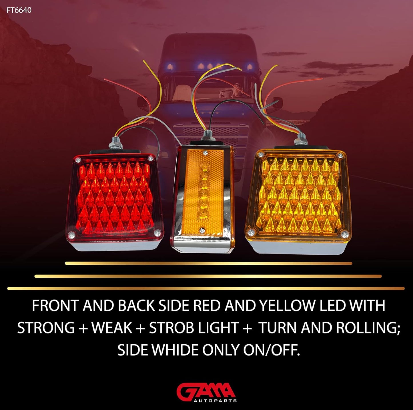 Universal Double‑Face Pedestal Tail Light 66‑LED (Red/Amber)