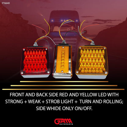 Universal Double‑Face Pedestal Tail Light 66‑LED (Red/Amber)