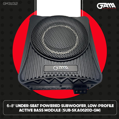 GAMA 6×8" Under‑Seat Powered Subwoofer — Low‑Profile Active Bass Module