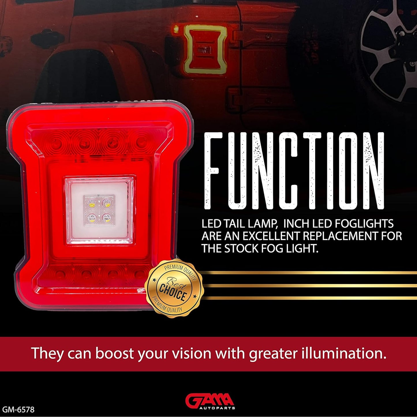 12‑LED 30W Tail/Brake/Reverse with Halo Ring – Jeep Style