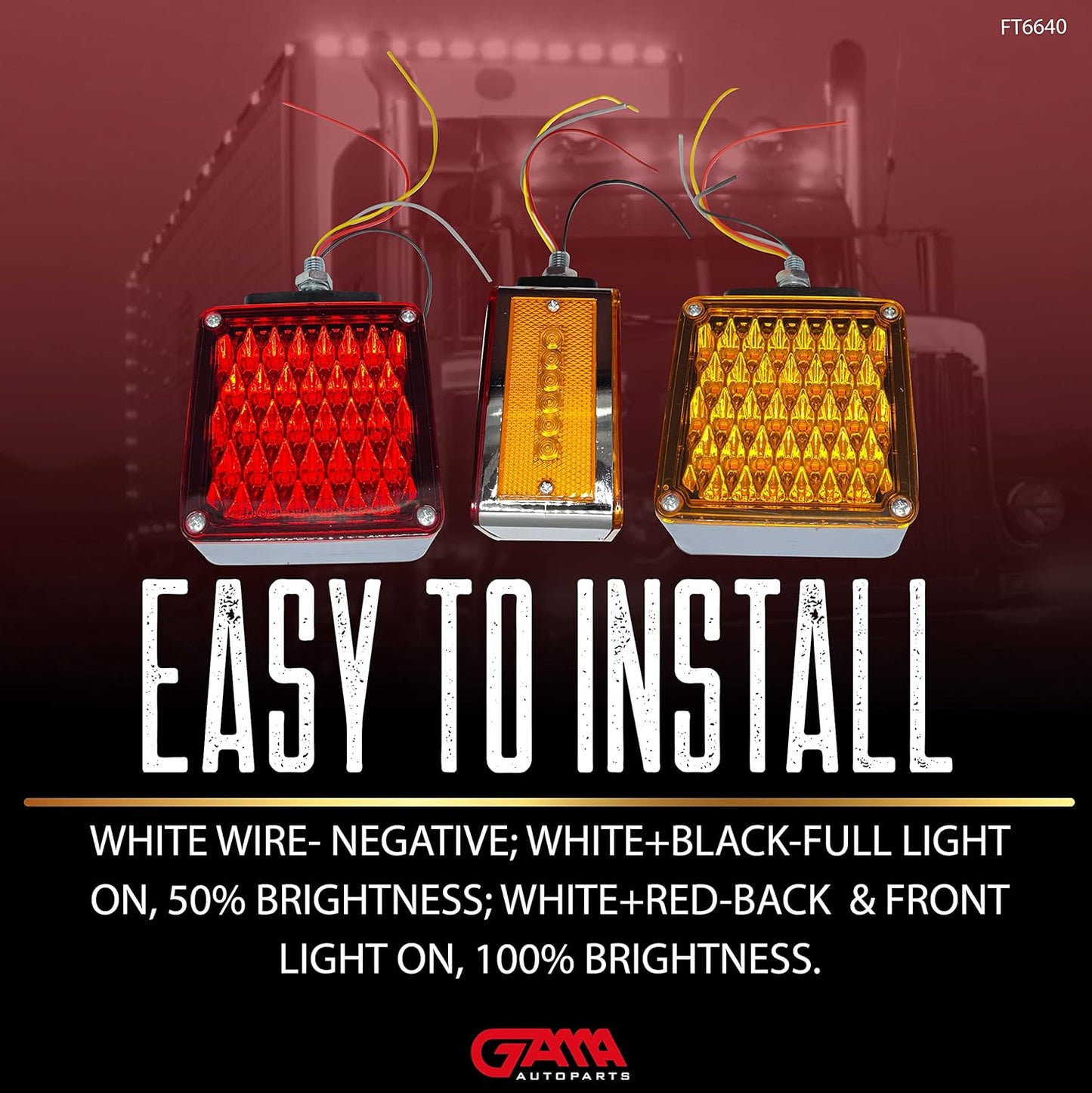 Universal Double‑Face Pedestal Tail Light 66‑LED (Red/Amber)