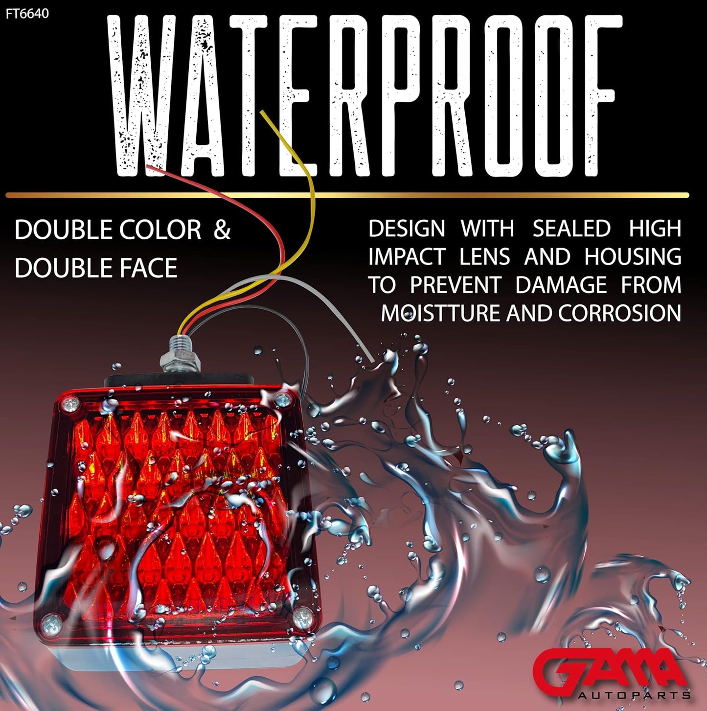 Universal Double‑Face Pedestal Tail Light 66‑LED (Red/Amber)