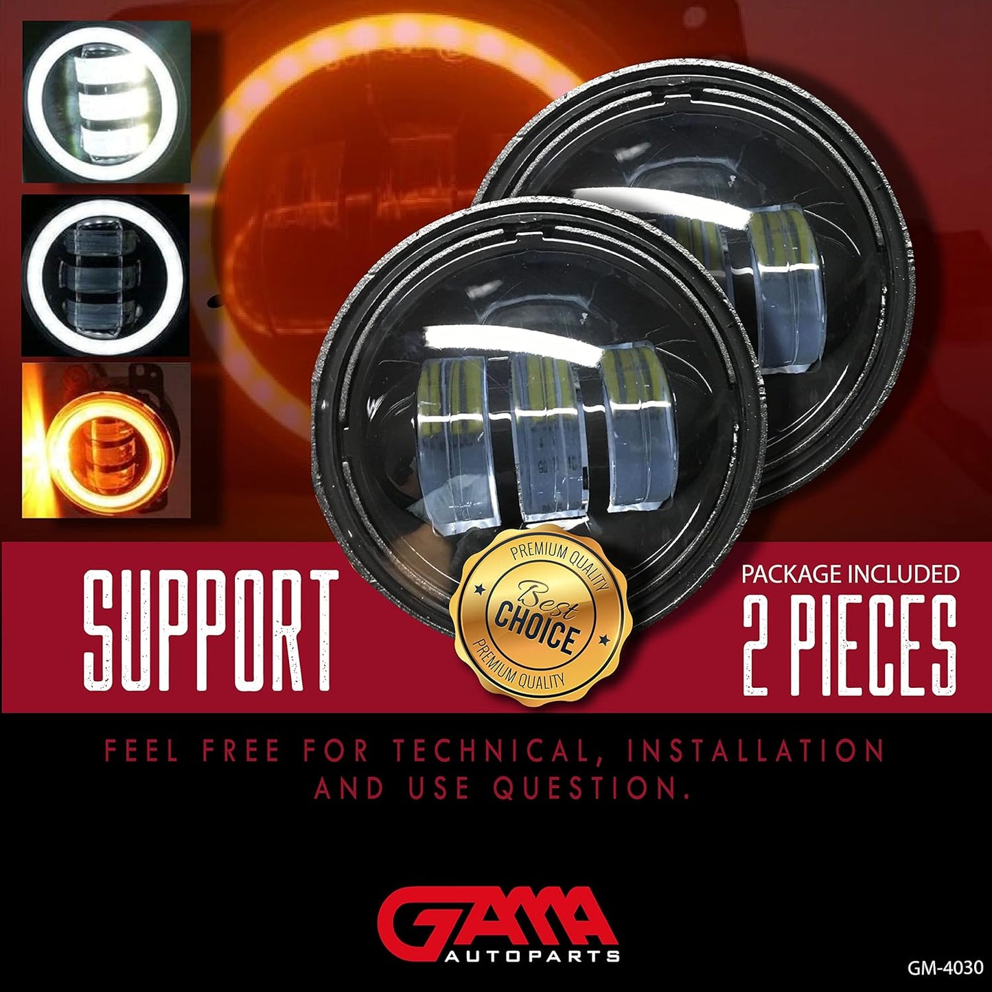 Pair 4" 30W Round LED Fog Lights (Amber/White) – Jeep JK/TJ/CJ