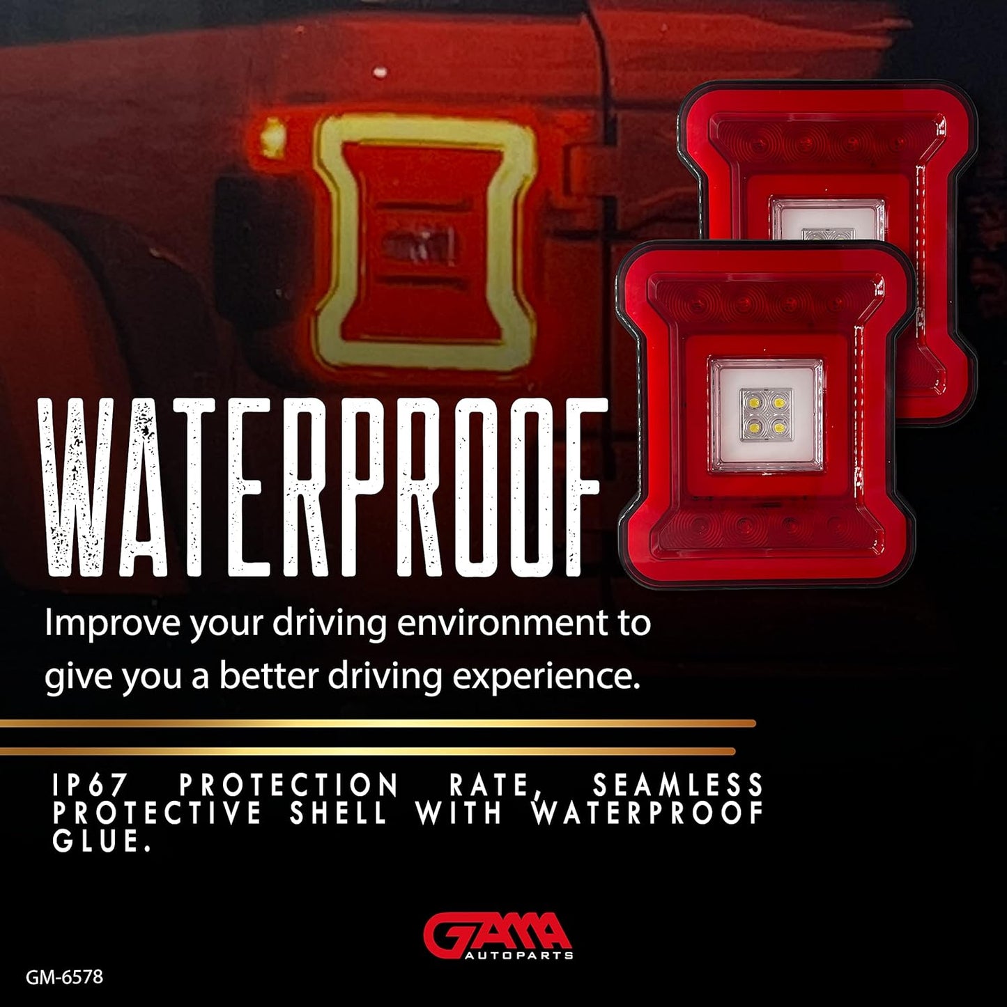 12‑LED 30W Tail/Brake/Reverse with Halo Ring – Jeep Style