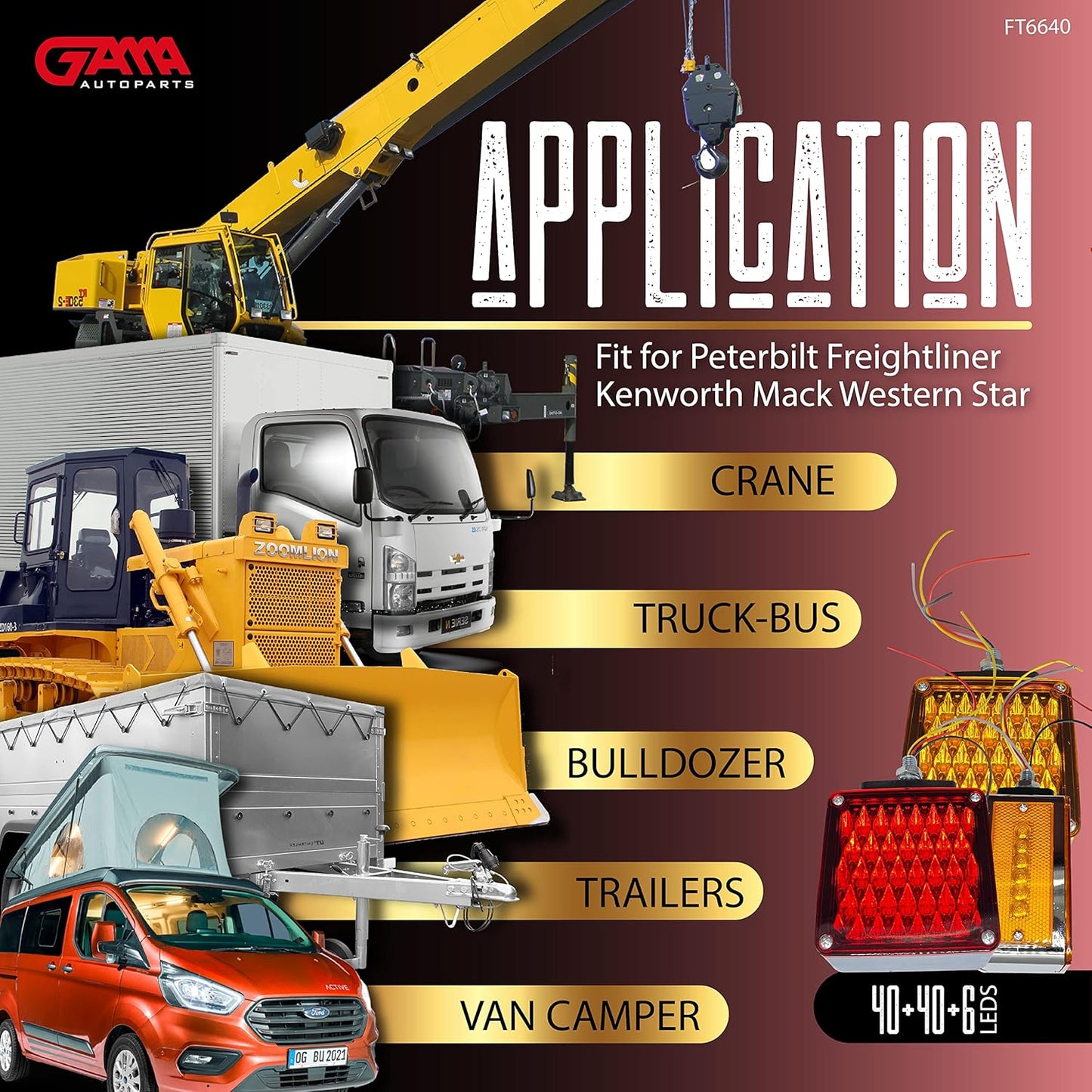 Universal Double‑Face Pedestal Tail Light 66‑LED (Red/Amber)