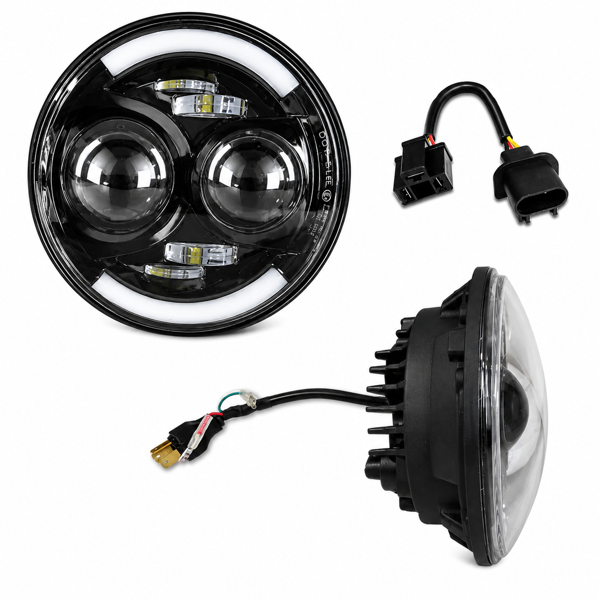 7" Half Halo LED Headlight with DRL  | 60W | 6PCS CREE LED | High/Low Beam | CANBUS (Pair)