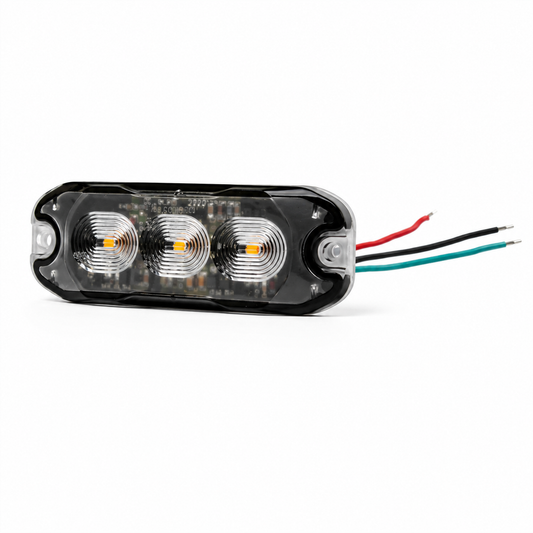 Slim LED Warning Light – 3.5"| 3PCS LED | Amber | 4 Flash Modes  (Pair)