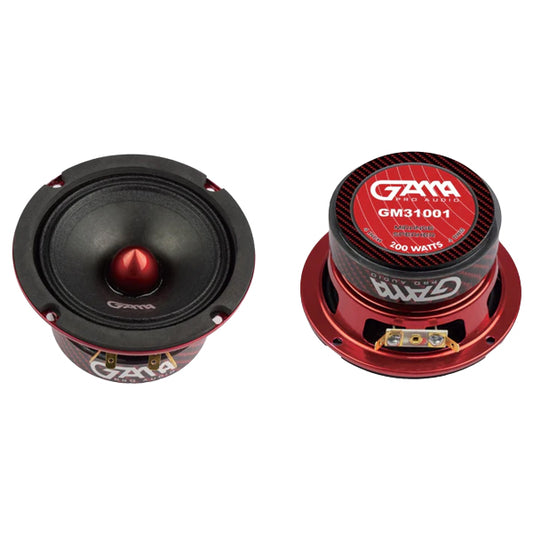 GAMA 4" Midrange Speaker with Red Bullet — Pro‑Audio Door Driver (Single)