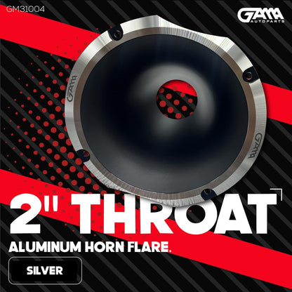 GAMA Audio Aluminum Horn Flare, 2" Throat, 176×158×133 mm, Silver – For 2" Compression Drivers