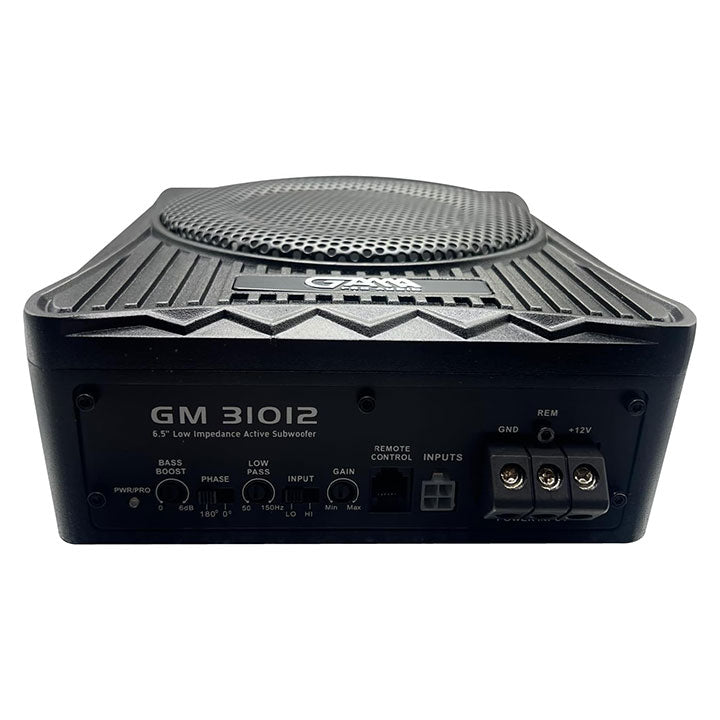 GAMA 6×8" Under‑Seat Powered Subwoofer — Low‑Profile Active Bass Module