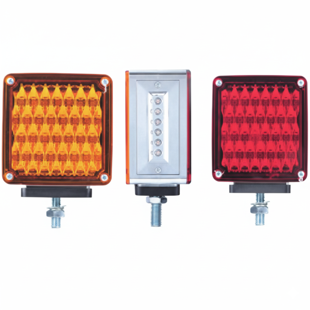 Universal Double‑Face Pedestal Tail Light 66‑LED (Red/Amber)
