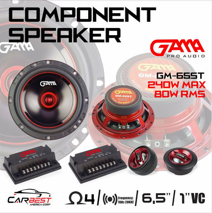 GAMA 6.5" 2‑Way Component Speakers — 240W Max / 80W RMS (Pair)