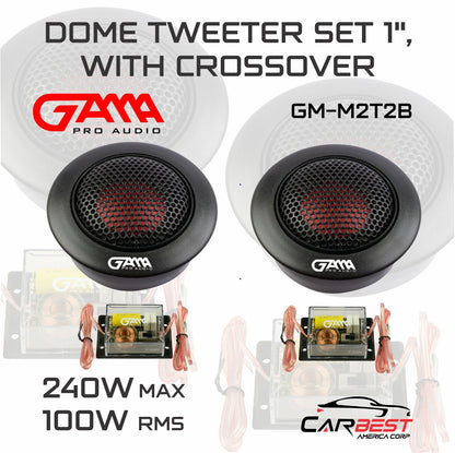 1" Dome Tweeter Set with 12dB Crossover – 50W RMS, 240W Max, Pair