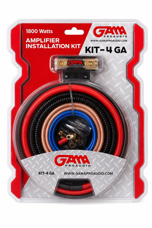 GAMA PROAUDIO 4-GA Amplifier Installation Kit Up to 1800 Watts RMS, Mini-ANL Fuse Holder, Speaker & RCA Cables, CCA Amplifier Wiring Kit, Ultra Flex Wire, Amp Wire Kit, Amp Wiring Kit 4 Gauge - Red