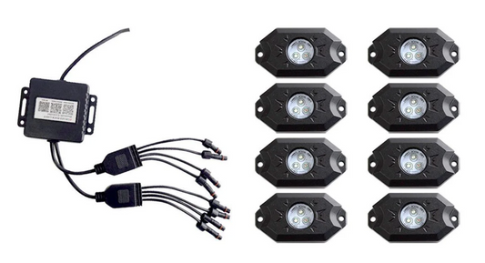 RGB LED Rock Light Kit – Bluetooth Control | 8PCS Set