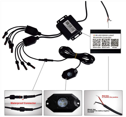 RGB LED Rock Light Kit – Bluetooth Control | 8PCS Set