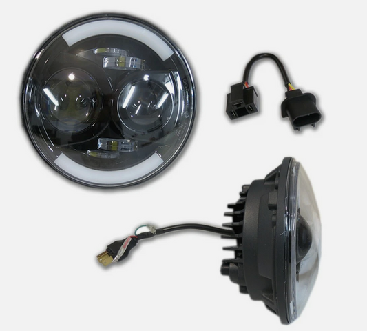 LED Headlight with DRL – 7" | 60W | 6PCS CREE LED | High/Low Beam | CANBUS (Pair)