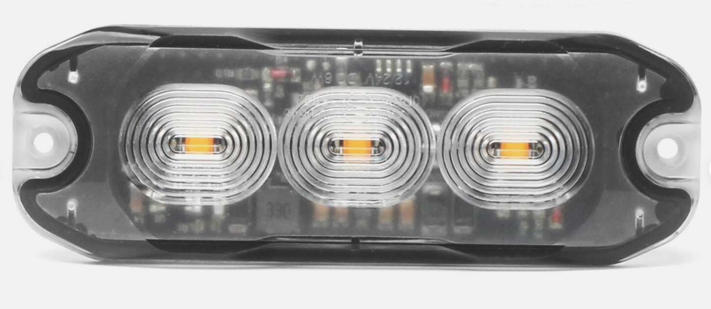 Slim LED Warning Light – 3.5"| 3PCS LED | Amber | 4 Flash Modes  (Pair)