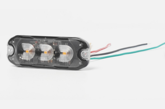 Slim LED Warning Light – 3.5"| 3PCS LED | Amber | 4 Flash Modes  (Pair)