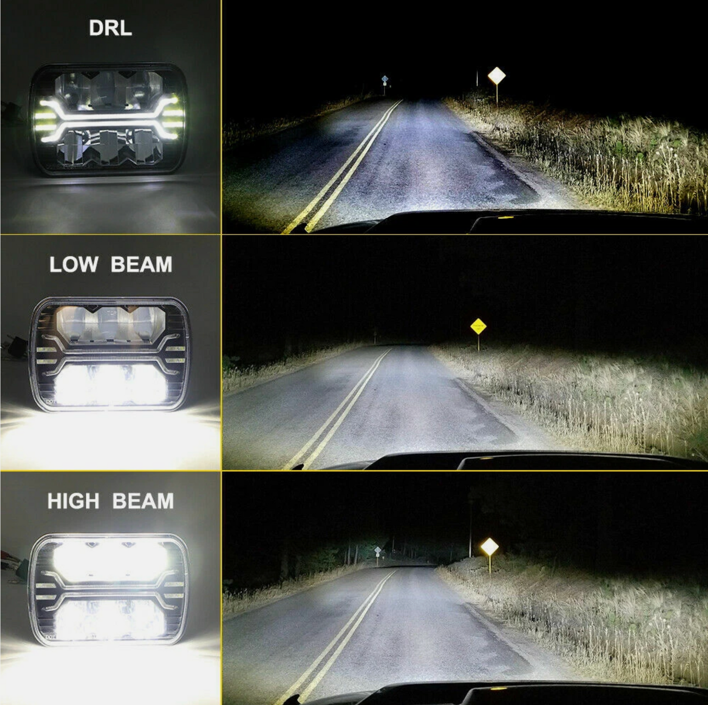 5 × 7" LED Headlight – High / Low Beam Pattern (Pair)