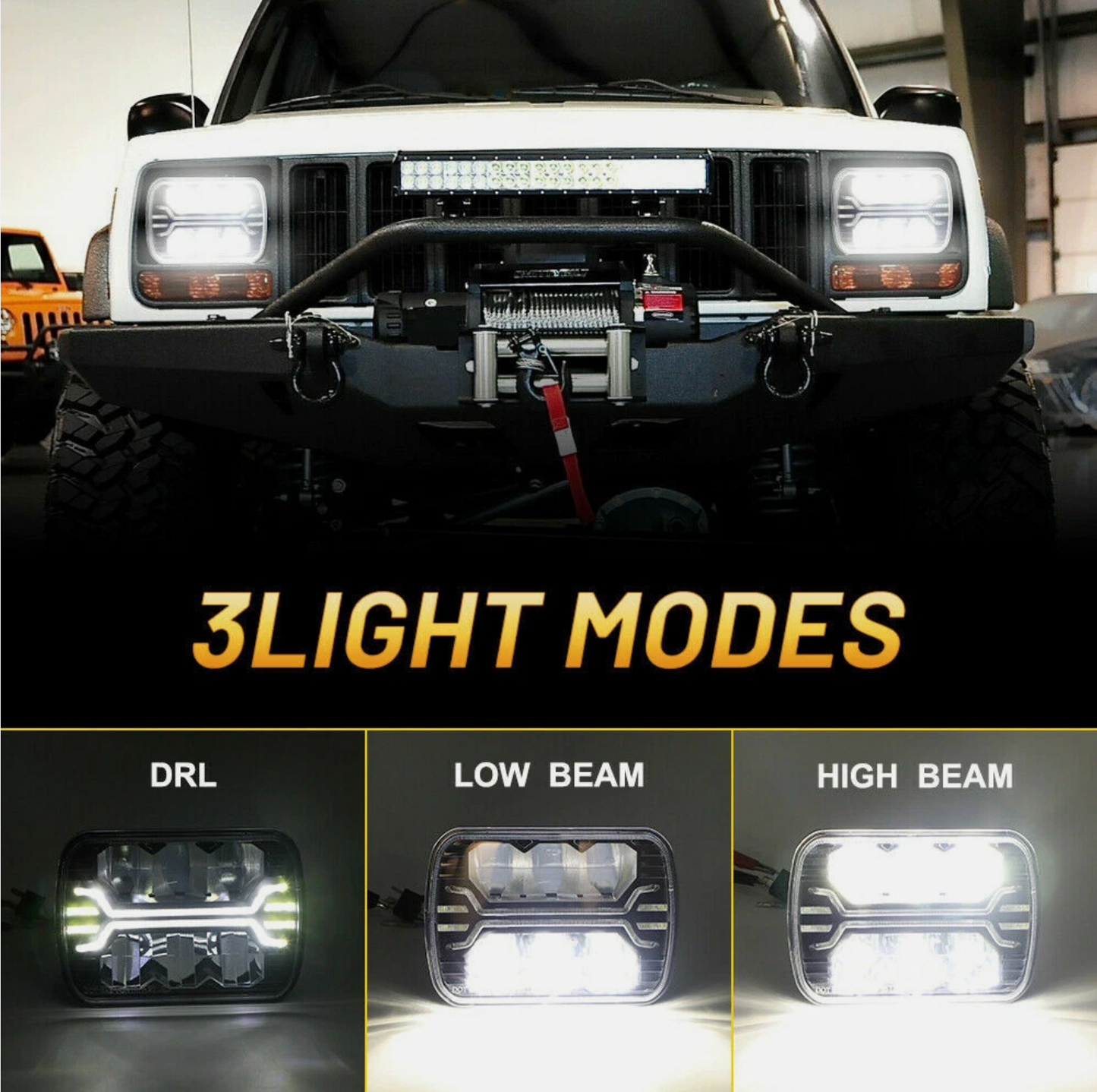 5 × 7" LED Headlight – High / Low Beam Pattern (Pair)