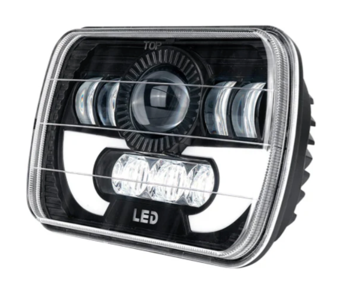 LED Driving Light with DRL – Rectangle 7" | 90W | High / Low Beam (Pair)