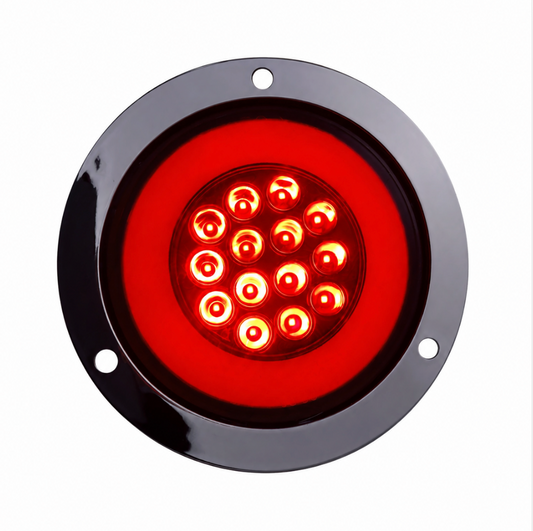 4" Round 14 LED Tail Light – Halo Ring | Orange/Red/White (Pair)